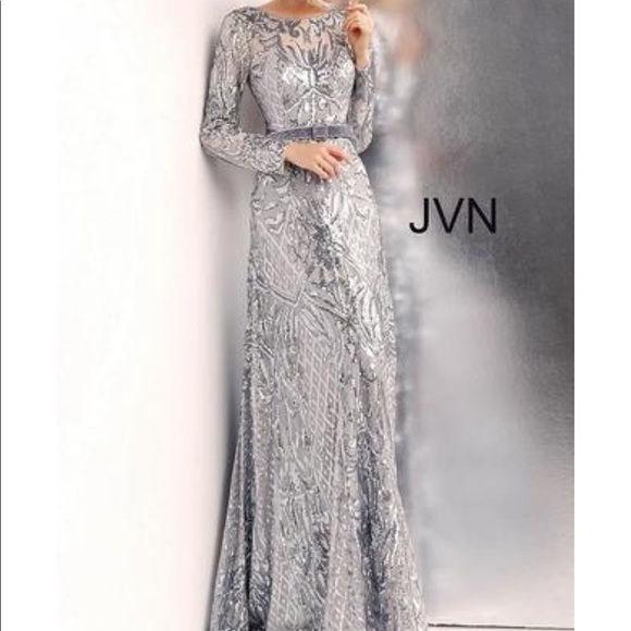 Jovani long sleeve sequin embellished evening gown - Picture 6 of 15